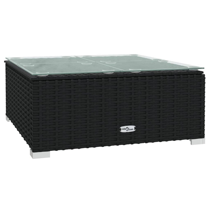 Set mobilier de grădină cu perne, 13 piese, negru, poliratan WALTI