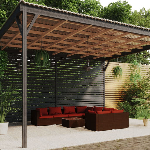 Set mobilier de grădină cu perne, 9 piese, maro, poliratan - WALTI WALTI