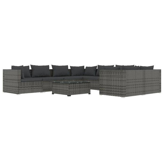 Set mobilier de grădină cu perne, 9 piese, gri, poliratan WALTI