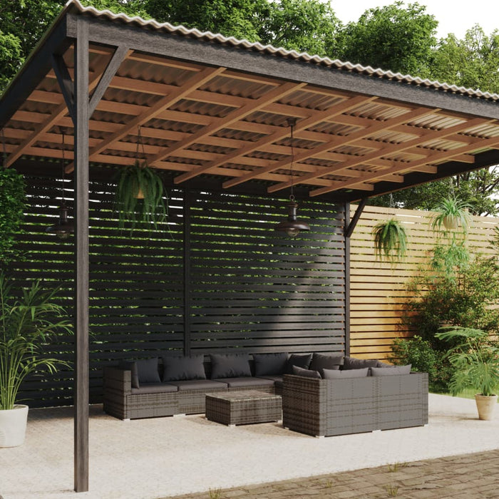 Set mobilier de grădină cu perne, 9 piese, gri, poliratan WALTI