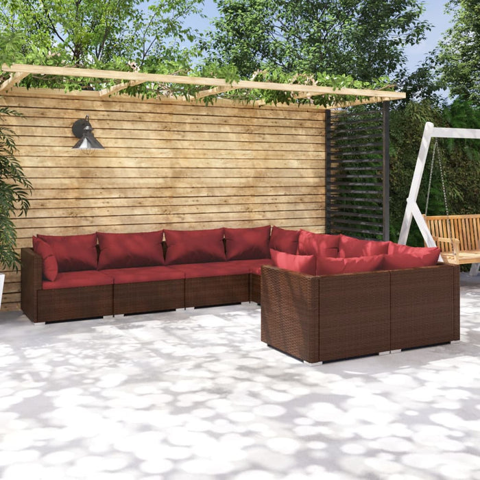 Set mobilier de grădină cu perne, 8 piese, maro, poliratan - WALTI WALTI