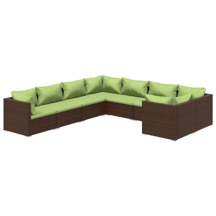 Set mobilier de grădină cu perne, 8 piese, maro, poliratan WALTI