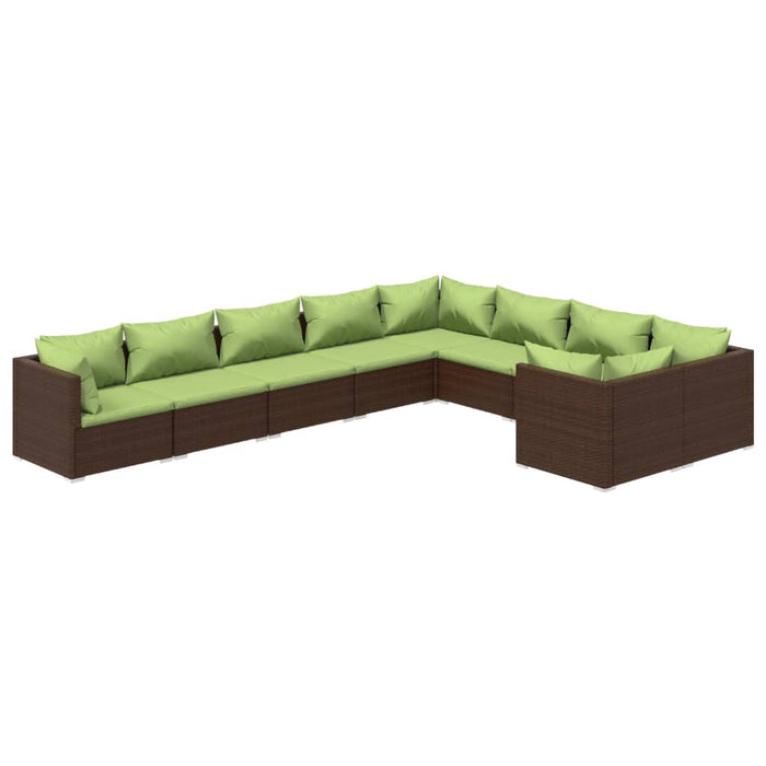 Set mobilier de grădină cu perne, 9 piese, maro, poliratan WALTI