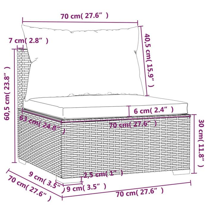 Set mobilier de grădină cu perne, 10 piese, negru, poliratan WALTI