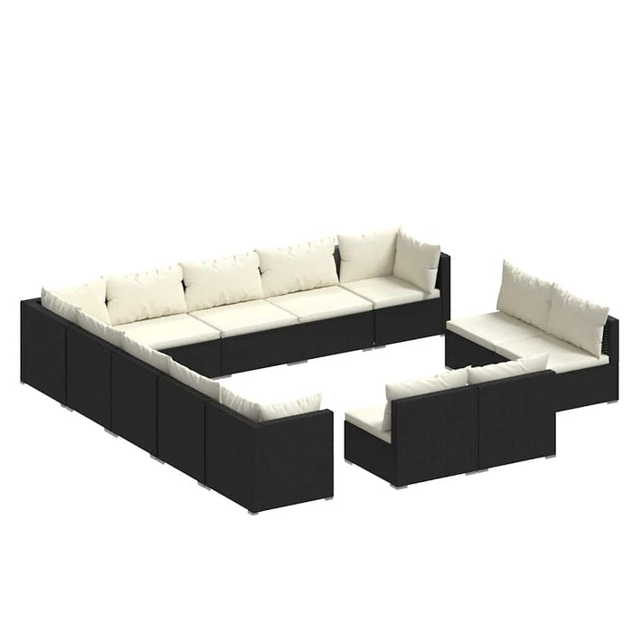 Set mobilier de grădină cu perne, 13 piese,gri, poliratan WALTI