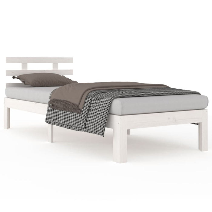 Cadru de pat mic single, alb, 75x190 cm, lemn masiv WALTI