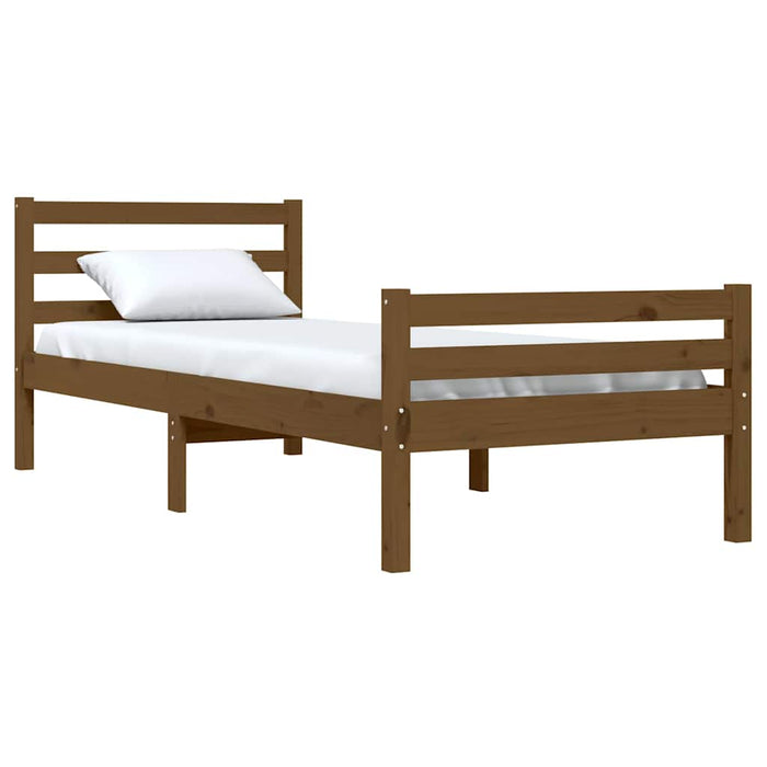 Cadru de pat mic single, maro miere, 75x190 cm, lemn masiv WALTI