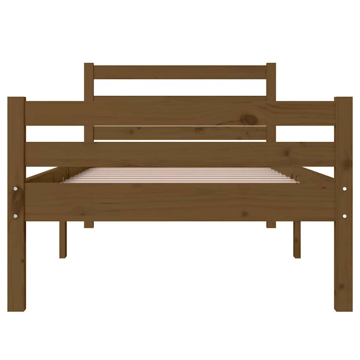 Cadru de pat mic single, maro miere, 75x190 cm, lemn masiv WALTI