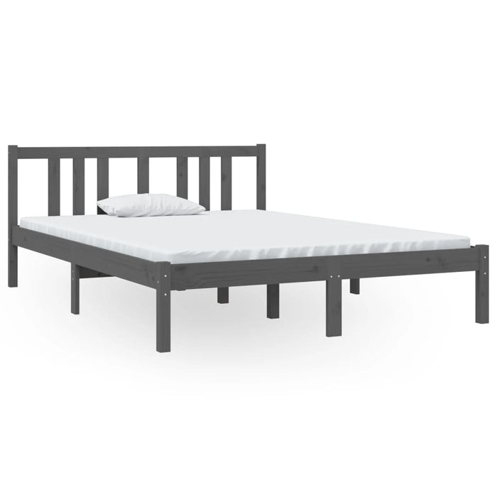 Cadru de pat dublu, gri, 135x190 cm, lemn masiv WALTI