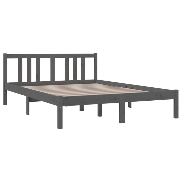 Cadru de pat dublu, gri, 135x190 cm, lemn masiv WALTI