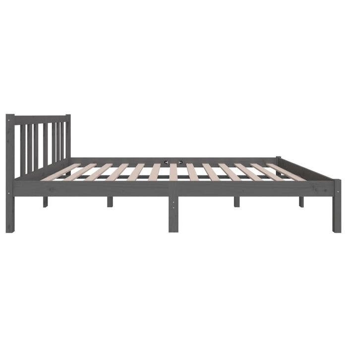 Cadru de pat dublu, gri, 135x190 cm, lemn masiv WALTI