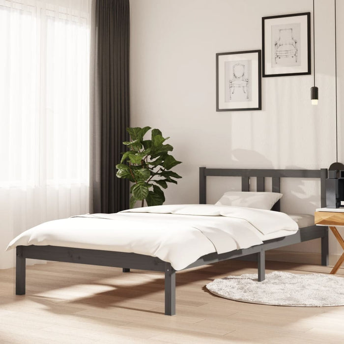 Cadru de pat, gri, 100x200 cm, lemn masiv de pin WALTI