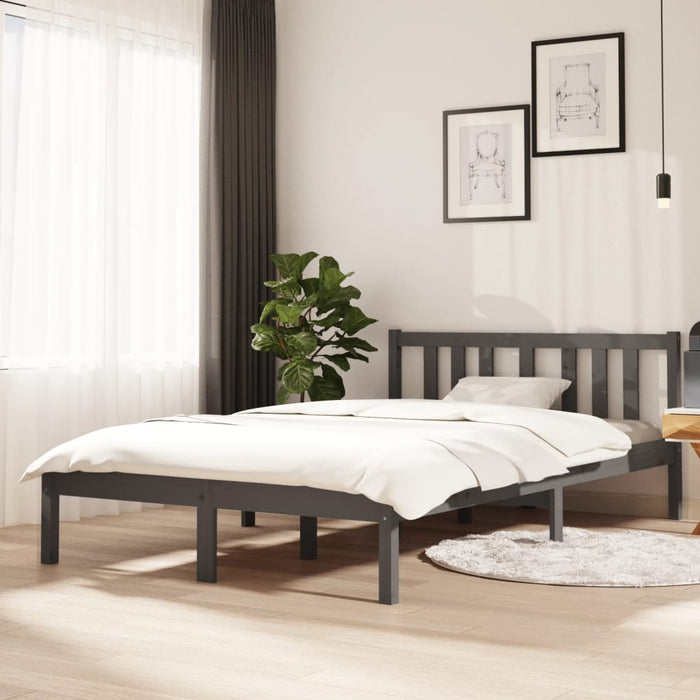 Cadru de pat, gri, 120x200 cm, lemn masiv de pin WALTI