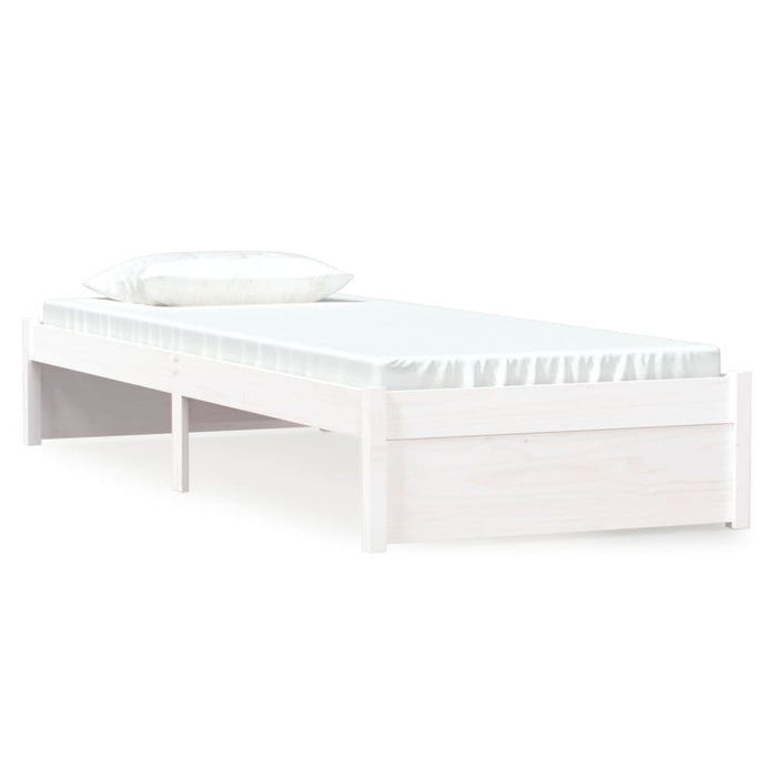 Cadru de pat mic single, alb, 75x190 cm, lemn masiv - WALTI WALTI