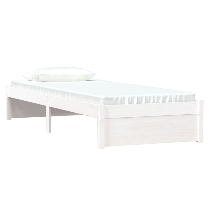 Cadru de pat mic single, alb, 75x190 cm, lemn masiv - WALTI WALTI