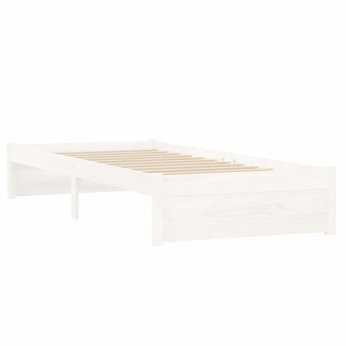 Cadru de pat mic single, alb, 75x190 cm, lemn masiv - WALTI WALTI