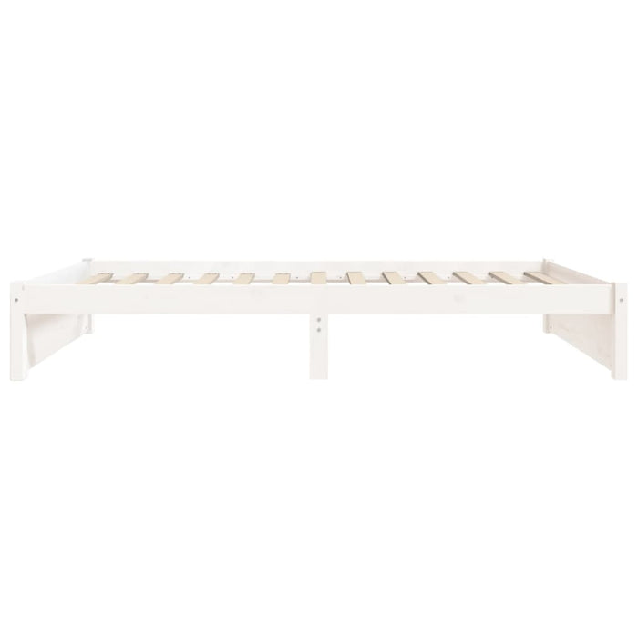 Cadru de pat mic single, alb, 75x190 cm, lemn masiv - WALTI WALTI