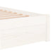 Cadru de pat mic single, alb, 75x190 cm, lemn masiv - WALTI WALTI