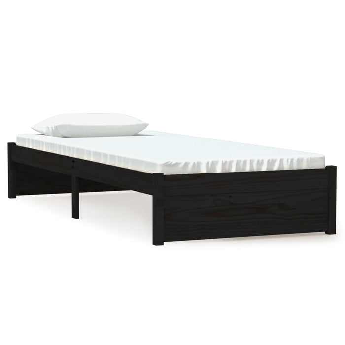 Cadru de pat mic single, negru, 75x190 cm, lemn masiv - WALTI WALTI