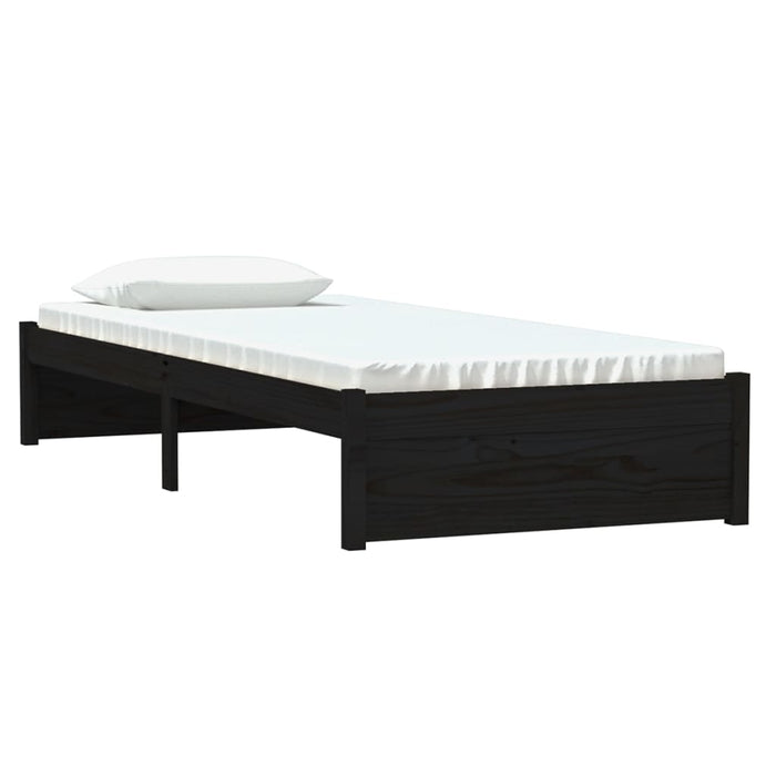 Cadru de pat mic single, negru, 75x190 cm, lemn masiv - WALTI WALTI