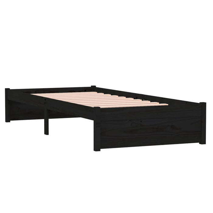 Cadru de pat mic single, negru, 75x190 cm, lemn masiv - WALTI WALTI