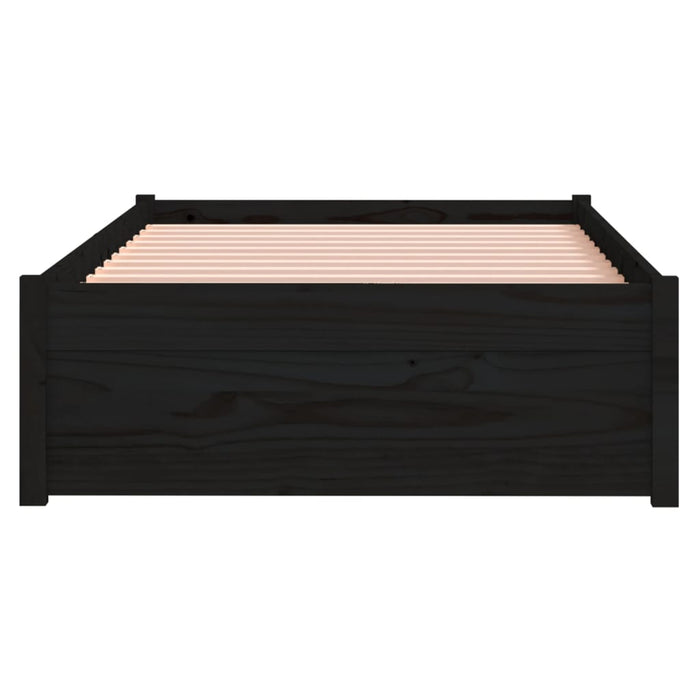 Cadru de pat mic single, negru, 75x190 cm, lemn masiv - WALTI WALTI