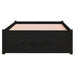 Cadru de pat mic single, negru, 75x190 cm, lemn masiv - WALTI WALTI