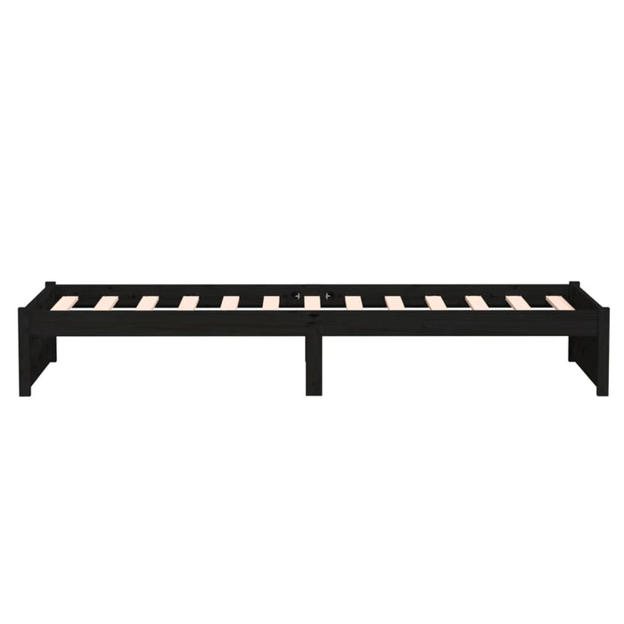 Cadru de pat mic single, negru, 75x190 cm, lemn masiv - WALTI WALTI