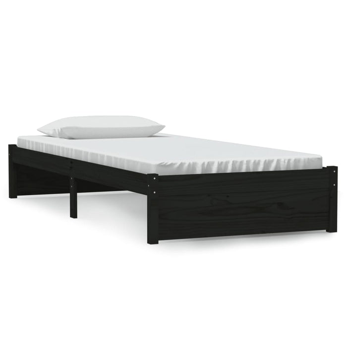 Cadru de pat single, negru, 90x190 cm, lemn masiv WALTI