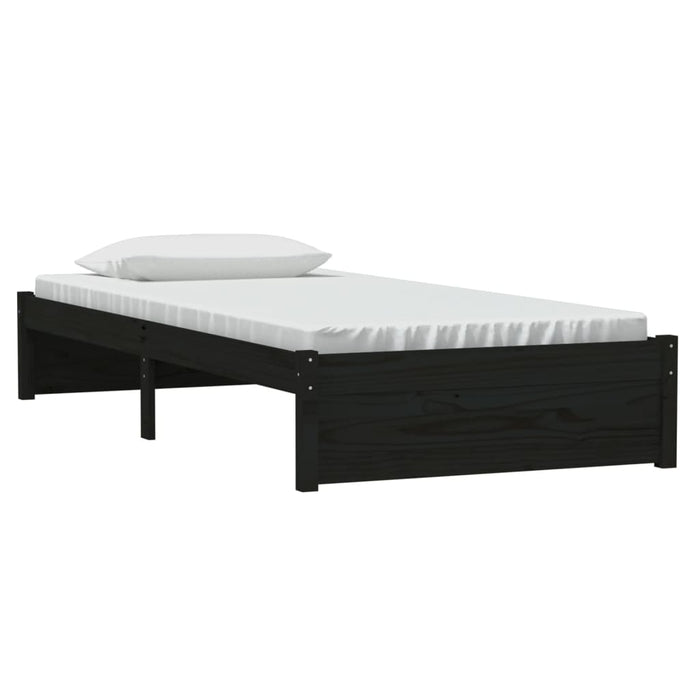 Cadru de pat single, negru, 90x190 cm, lemn masiv WALTI