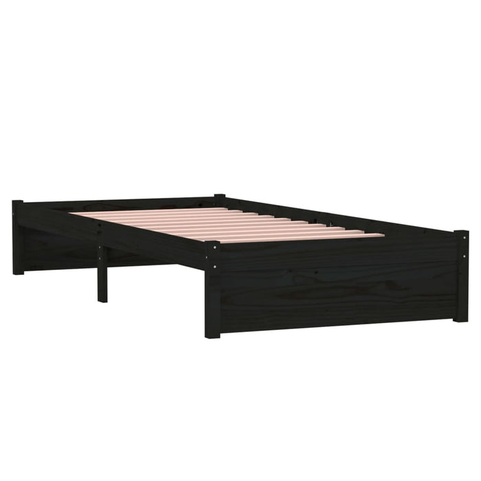 Cadru de pat single, negru, 90x190 cm, lemn masiv WALTI