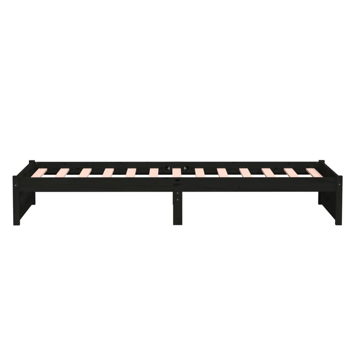 Cadru de pat single, negru, 90x190 cm, lemn masiv WALTI