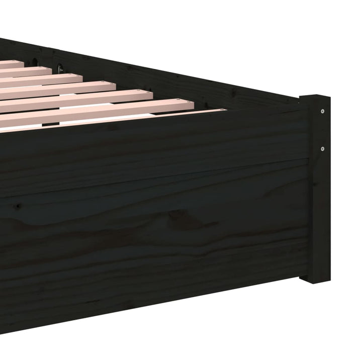 Cadru de pat single, negru, 90x190 cm, lemn masiv WALTI