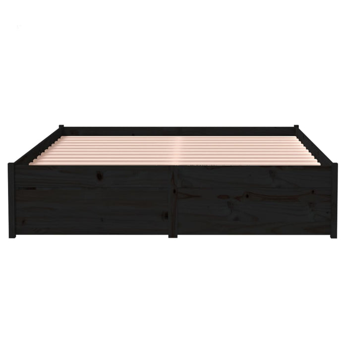 Cadru de pat mic dublu, negru, 120x190 cm, lemn masiv - WALTI WALTI