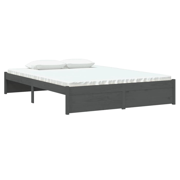 Cadru de pat dublu, gri, 135x190 cm, lemn masiv - WALTI WALTI