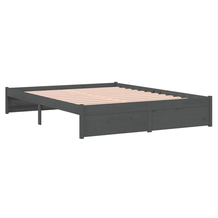 Cadru de pat dublu, gri, 135x190 cm, lemn masiv - WALTI WALTI
