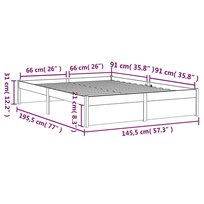 Cadru de pat, gri, 140x190 cm, lemn masiv de pin WALTI