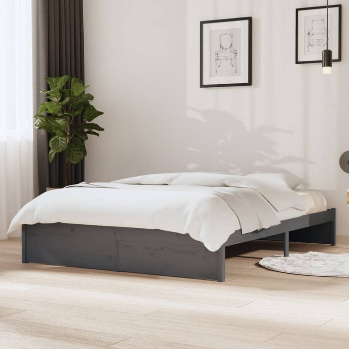 Cadru de pat, gri, 140x190 cm, lemn masiv de pin WALTI