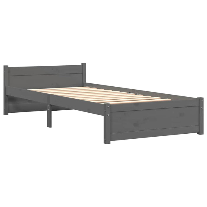 Cadru de pat mic single, gri, 75x190 cm, lemn masiv WALTI