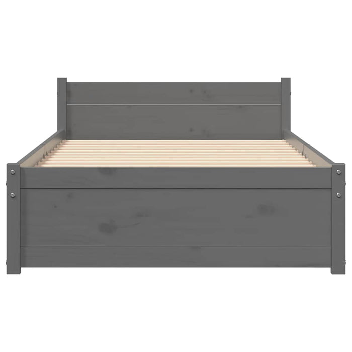 Cadru de pat mic single, gri, 75x190 cm, lemn masiv WALTI