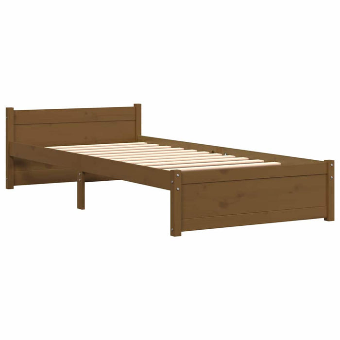 Cadru de pat mic single, maro miere, 75x190 cm, lemn masiv - WALTI WALTI