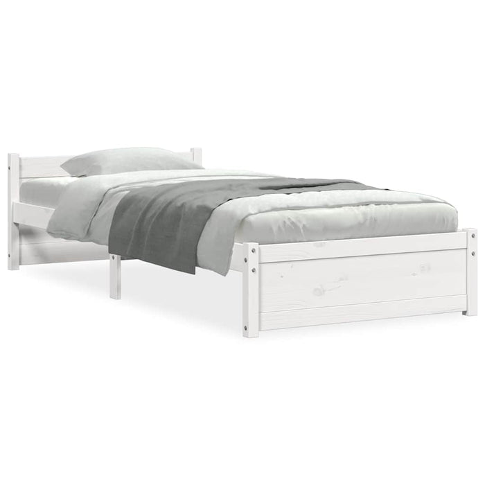 Cadru de pat single, alb, 90x190 cm, lemn masiv WALTI