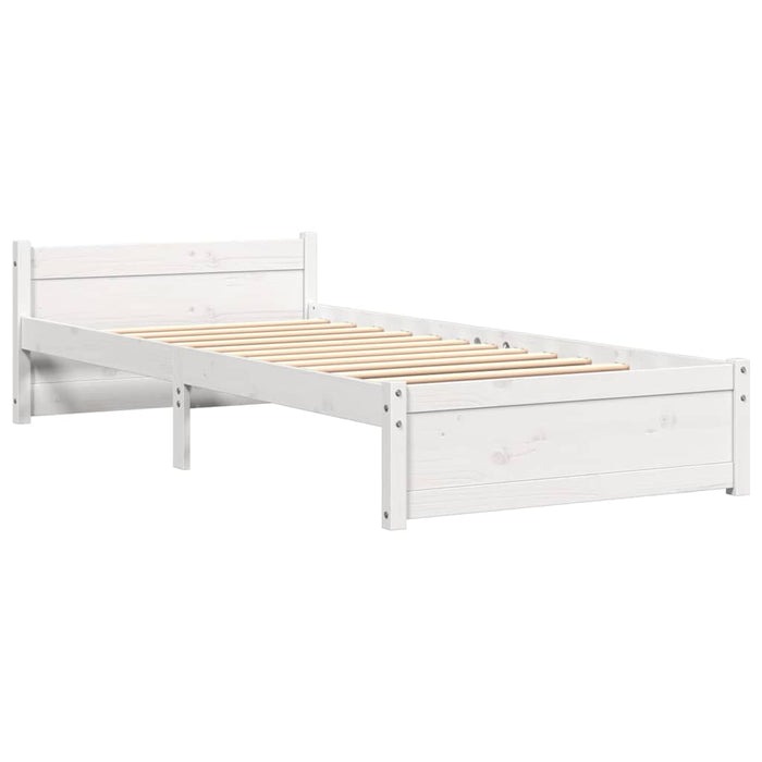 Cadru de pat single, alb, 90x190 cm, lemn masiv WALTI