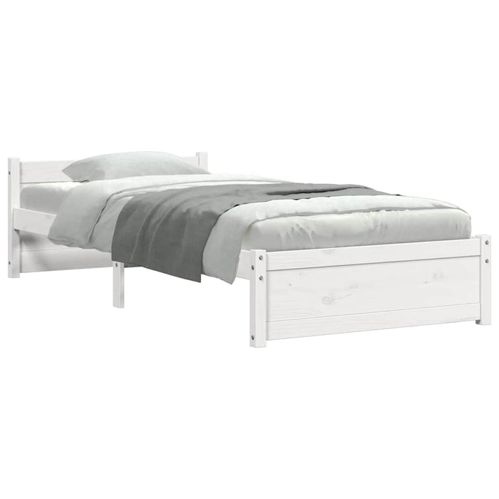 Cadru de pat single, alb, 90x190 cm, lemn masiv WALTI