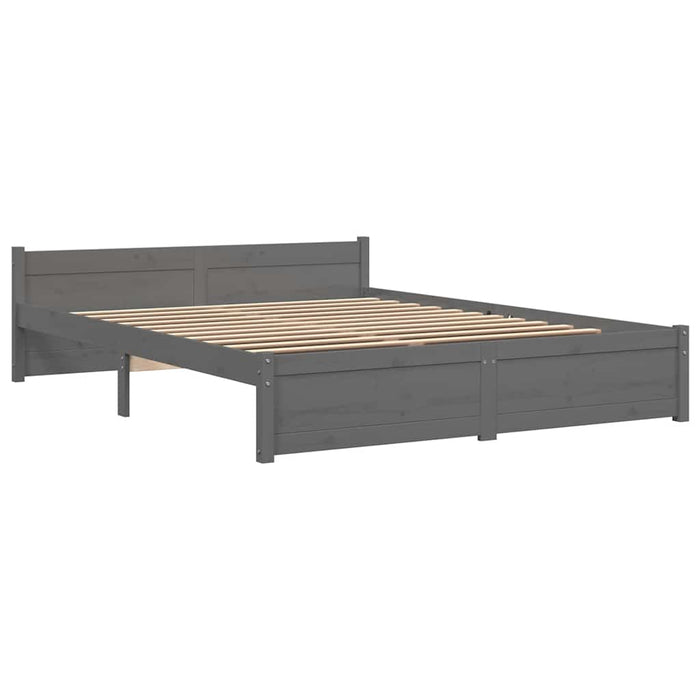 Cadru de pat dublu, gri, 135x190 cm, lemn masiv - WALTI WALTI