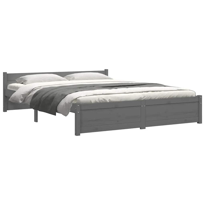 Cadru de pat dublu, gri, 135x190 cm, lemn masiv - WALTI WALTI