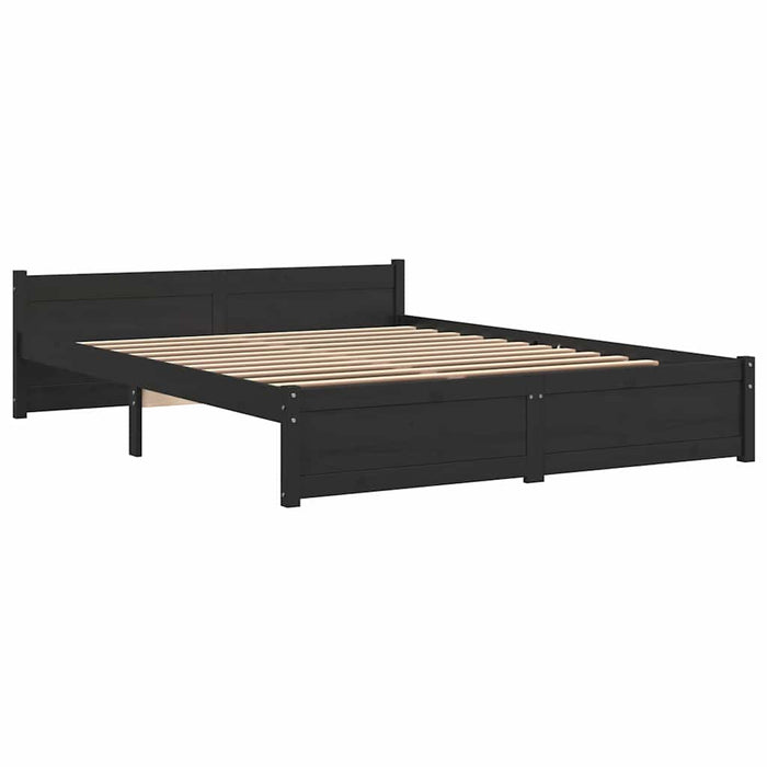 Cadru de pat dublu, negru, 135x190 cm, lemn masiv - WALTI WALTI