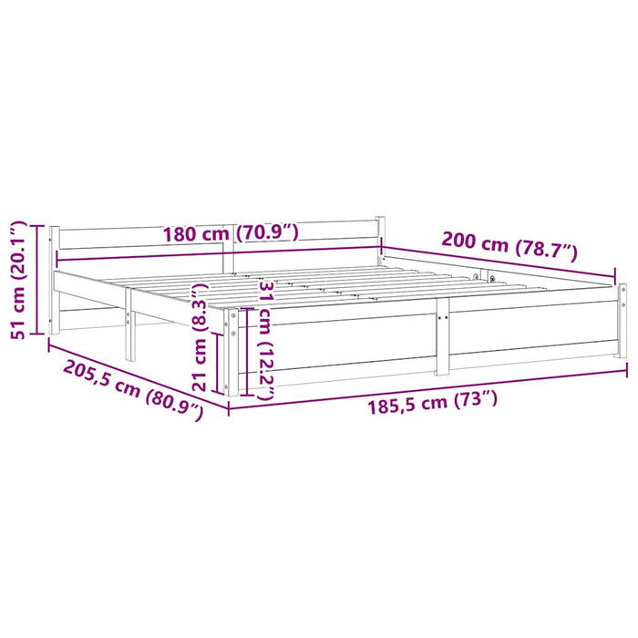 Cadru de pat Super King, 180x200 cm, lemn masiv WALTI