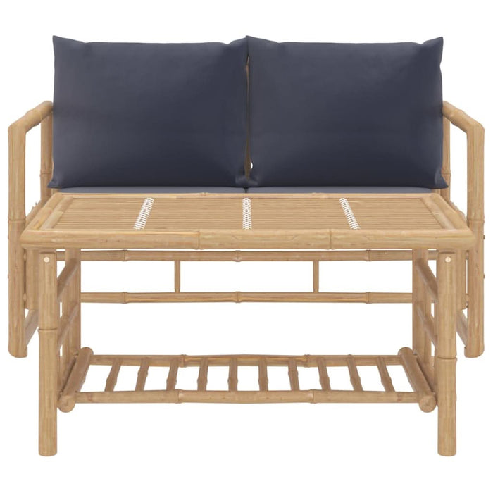 Set mobilier de grădină cu perne gri închis, 2 piese, bambus - WALTI WALTI