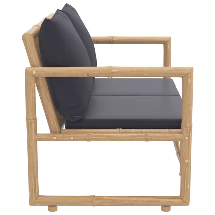 Set mobilier de grădină cu perne gri închis, 2 piese, bambus - WALTI WALTI